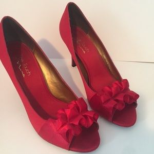 Touch of Nina Red Ruffle High Heels 10